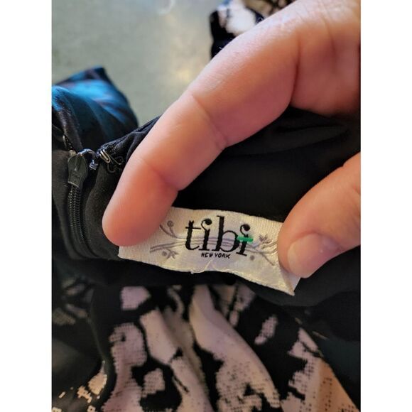 Tibi - Black Silk Sheath Dress w/ Multicolored Graphic Print - Picture 4 of 7